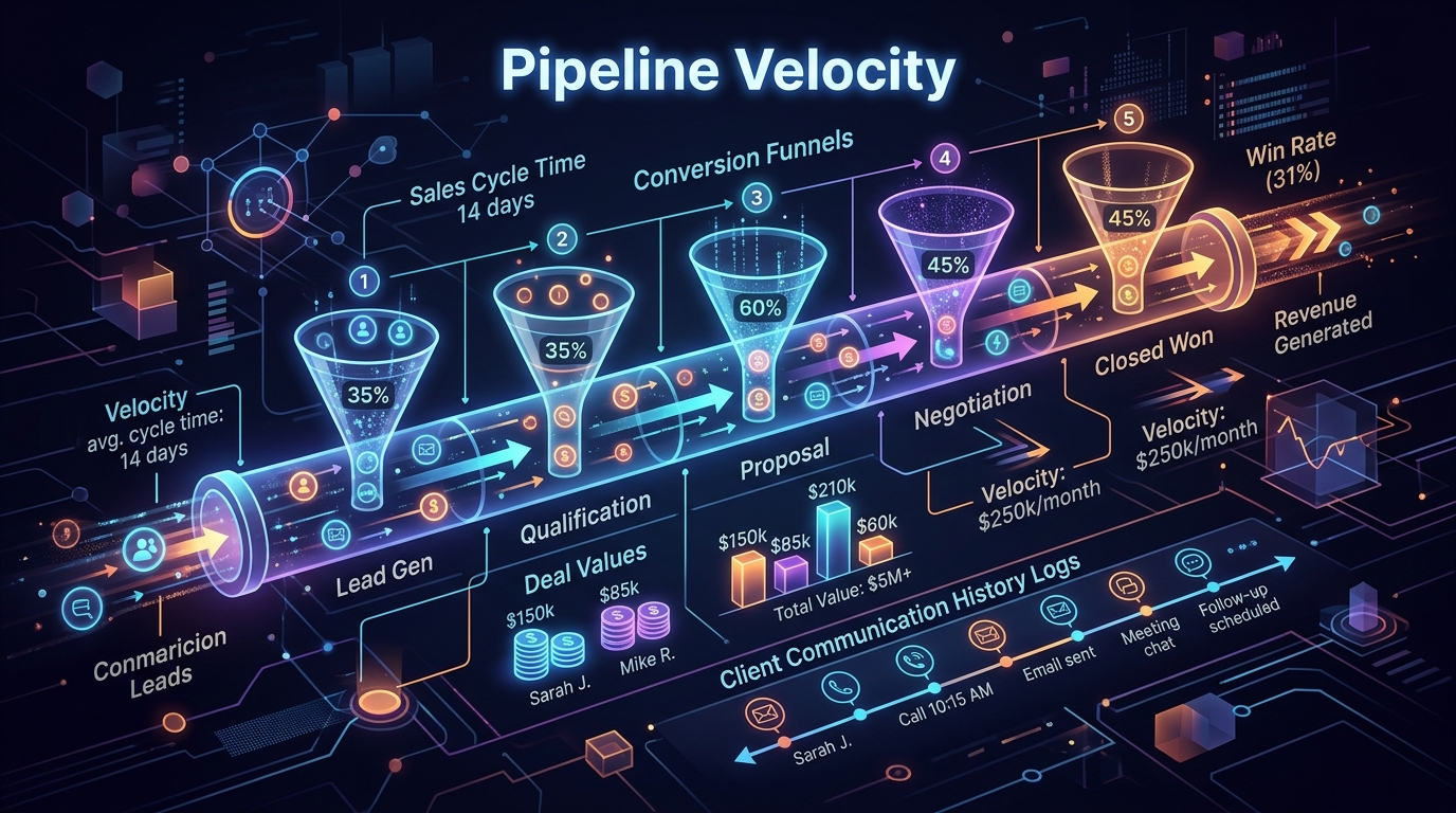 Lead pipeline velocity and sales funnel visualization