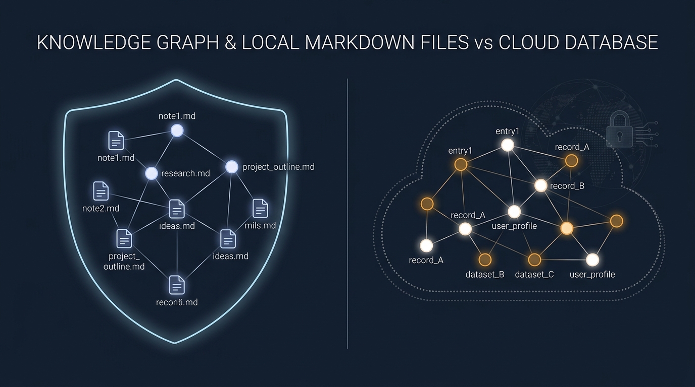 Illustration of a local knowledge graph compared to a cloud database.